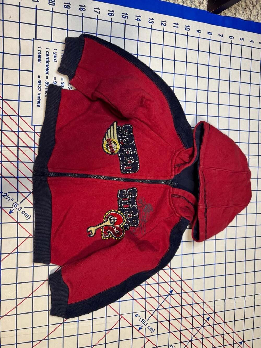 Vitamins Kids Red and Blue Speed Starcraft Zip-Up Hoodie Jacket Size 18 Months